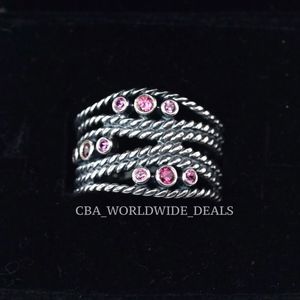 Pandora Sterling Silver Hidden Romance with Rhodolite Ring Size: 54 (7)